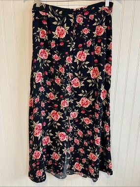 Philosophy Black Maxi Skirt with Pink Floral Print